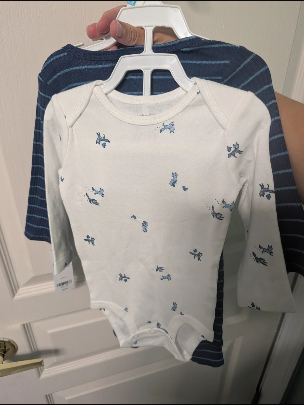 Carter's Navy & Light Blue Striped Long-Sleeve Baby Bodysuit